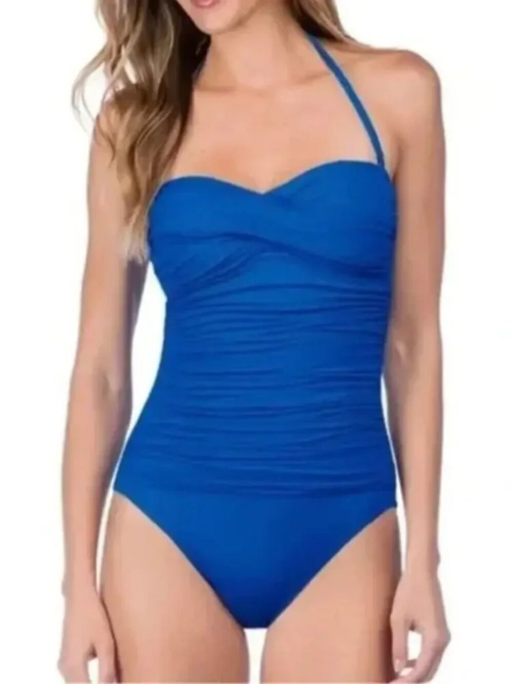 La Blanca NEW Bandeau One Piece Convertible Draped Tummy Women's 16